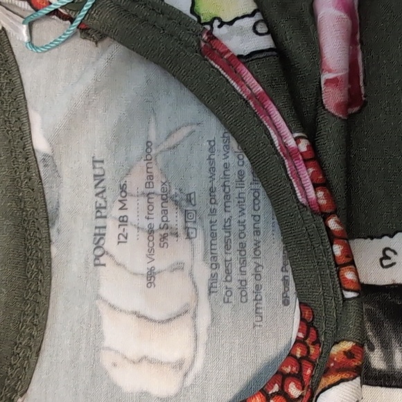 Posh Peanut bodysuit twirl green sushi 12-18 mo - Picture 2 of 2